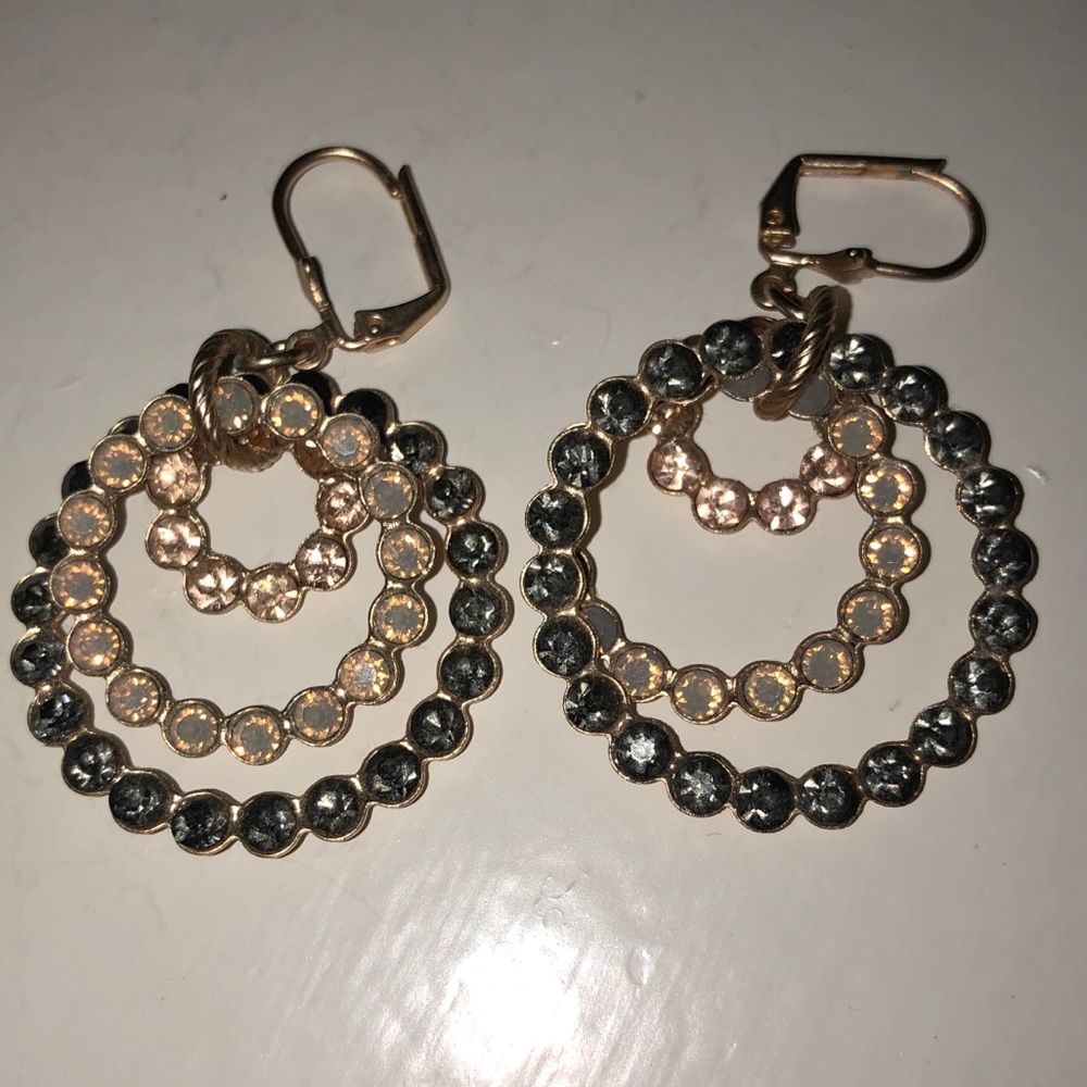 Gold & Gray Dangly Earrings